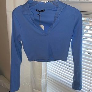 Zara women’s cropped top with a collar